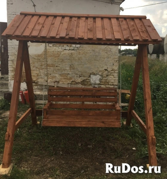 Качеля садовая деревянная изображение 3