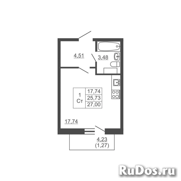 Продам 1 комнатную квартиру 27 м2 фотка