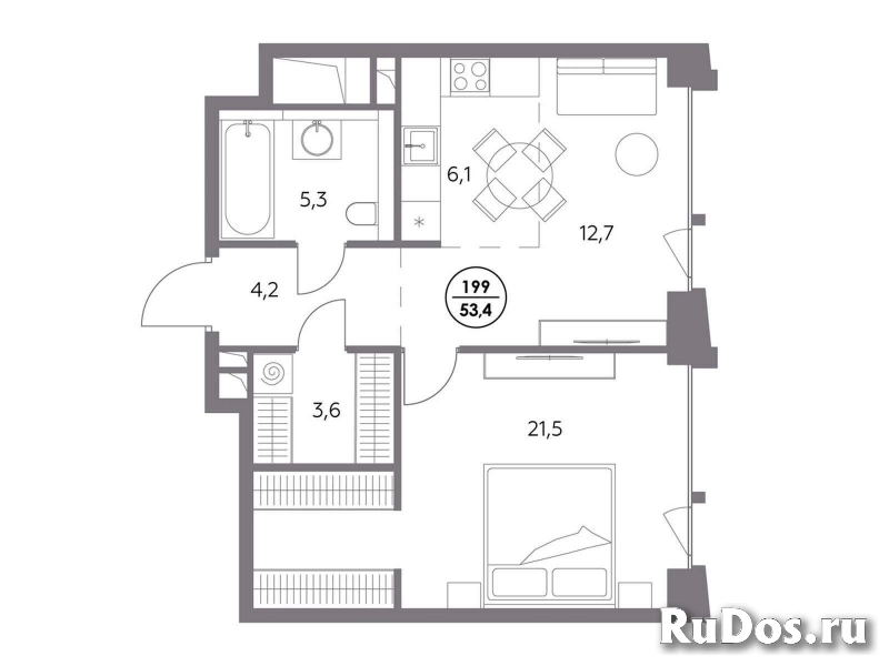 Продам 1 комнатную квартиру 53.4 м2 изображение 3
