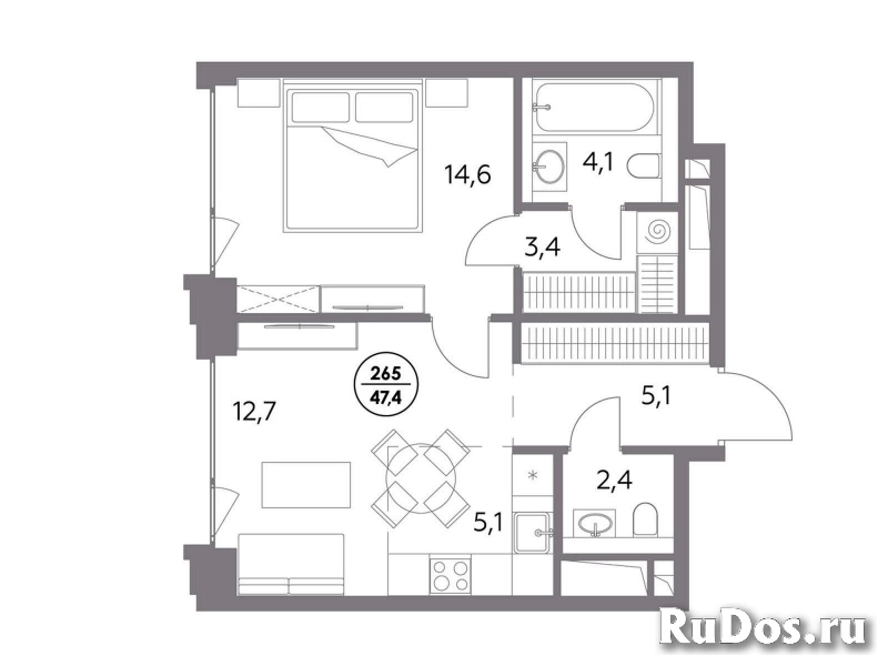 Продам 1 комнатную квартиру 47.4 м2 изображение 3
