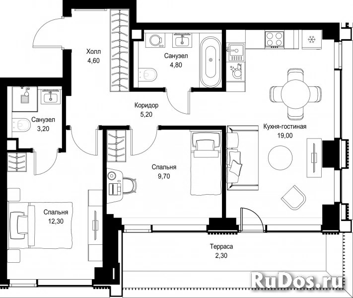 Продам 2 комнатную квартиру 61.1 м2 фотка