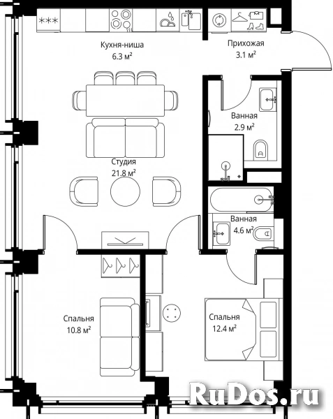 Продам 2 комнатную квартиру 61.9 м2 фотка