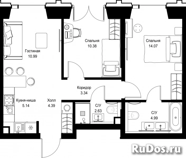 Продам 2 комнатную квартиру 55.93 м2 фотка