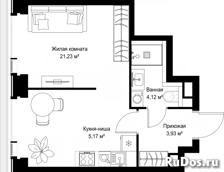 Продам 1 комнатную квартиру 34.45 м2 фотка