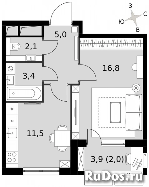 Продам 1 комнатную квартиру 40.7 м2 фотка