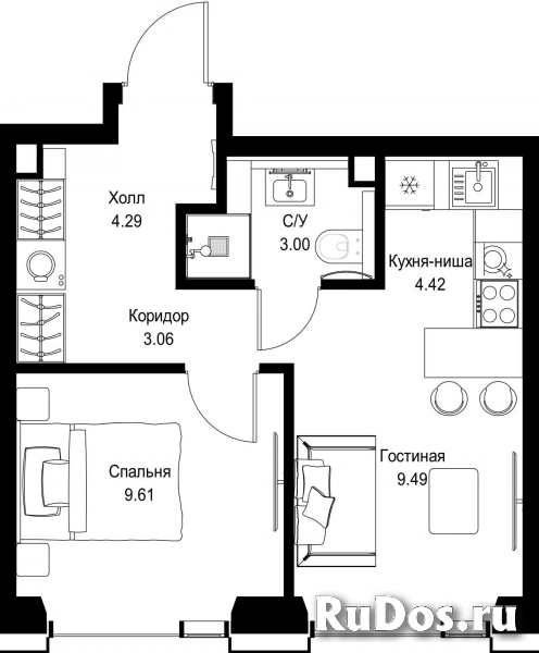 Продам 1 комнатную квартиру 33.87 м2 фотка