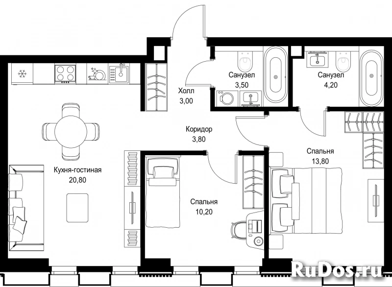 Продам 2 комнатную квартиру 59.3 м2 фотка