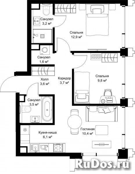 Продам 2 комнатную квартиру 54.8 м2 фотка