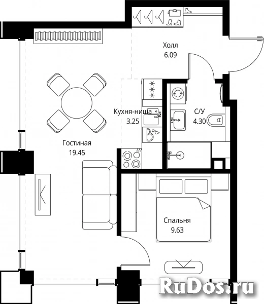 Продам 1 комнатную квартиру 42.72 м2 фотка