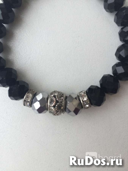 Браслет бижутерия черный бусины стразы Сваровски Swarovski украше изображение 3