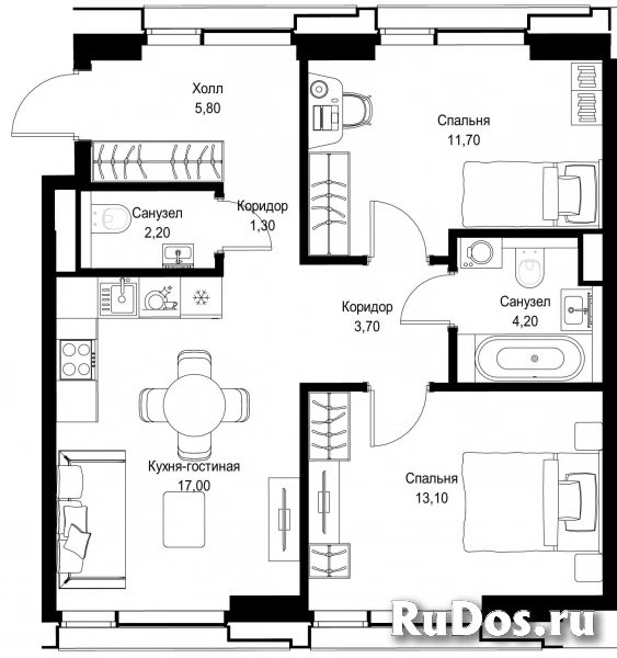 Продам 2 комнатную квартиру 58.9 м2 фотка