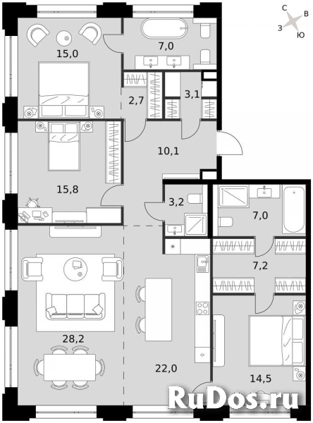 Продам 4 комнатную квартиру 135.8 м2 фотка