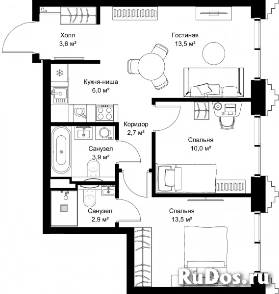 Продам 2 комнатную квартиру 56.1 м2 фотка