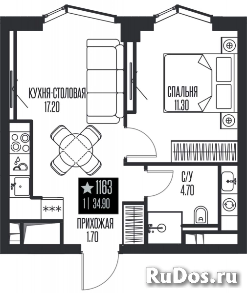 Продам 1 комнатную квартиру 34.9 м2 фотка