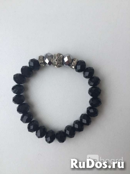 Браслет бижутерия черный бусины стразы Сваровски Swarovski украше фото