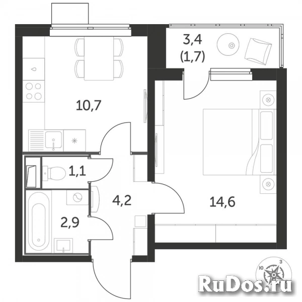 Продам 1 комнатную квартиру 35.4 м2 фотка