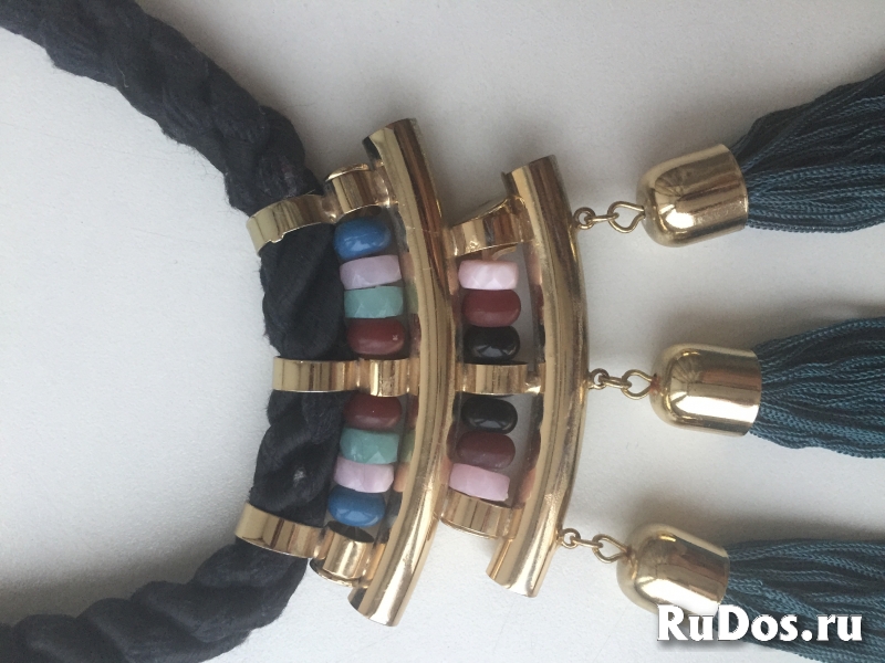 Колье бижутерия камни разноцветные темно зеленое шнур украшение т изображение 6