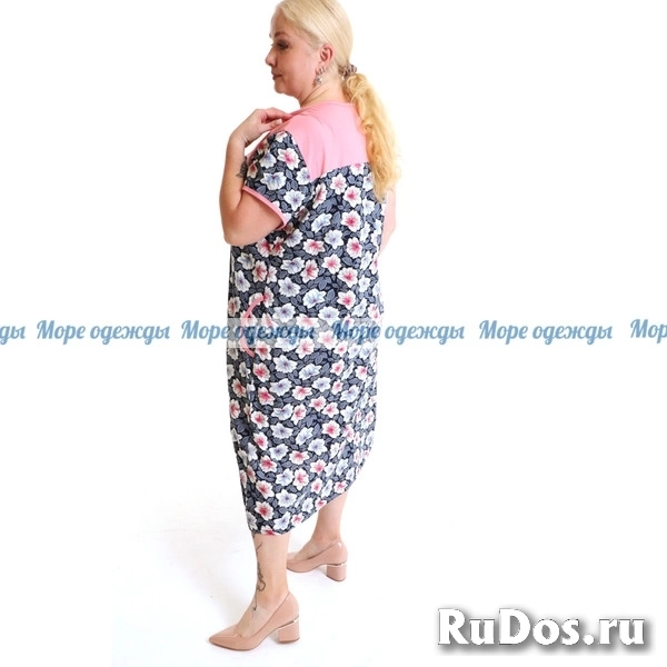 Халат женский на молнии большого размера из хлопка изображение 3