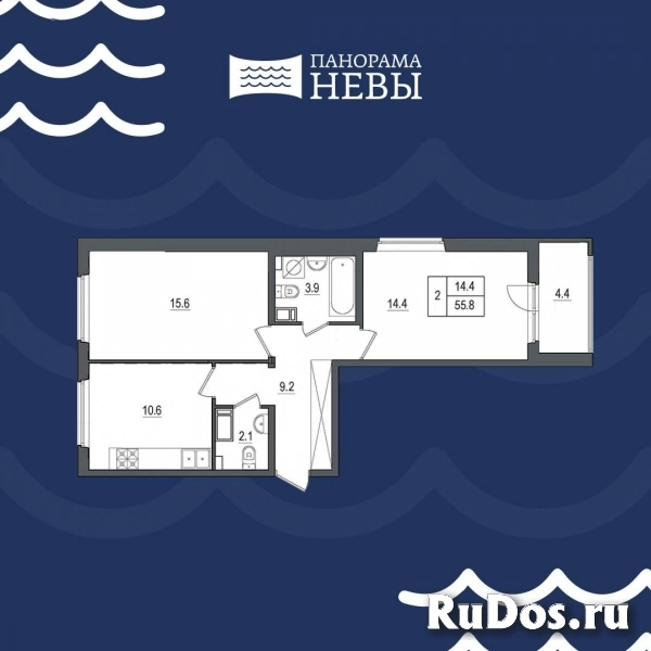 Продам 2 комнатную квартиру 55.9 м2 фотка