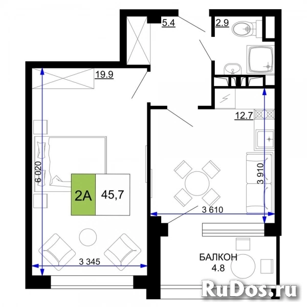 Продам 2 комнатную квартиру 45 м2 фото