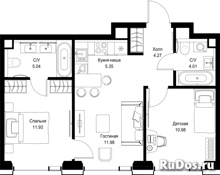 Продам 2 комнатную квартиру 53.56 м2 фотка