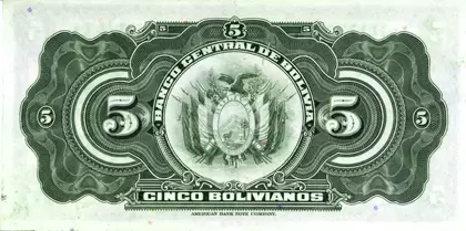 Банкнота 5 боливиано. Боливия фотка
