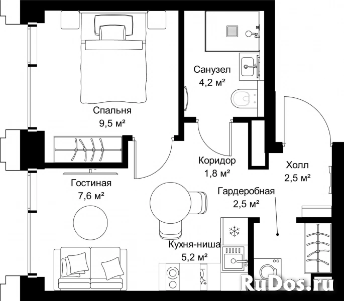 Продам 1 комнатную квартиру 33.3 м2 фотка