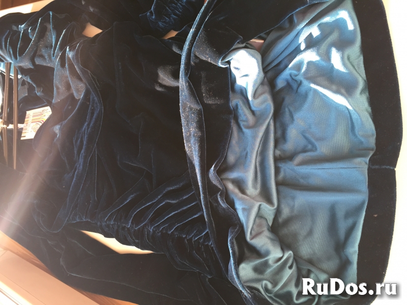 Платье новое велюр S 44 мини зеленое морская волна мини барахт Do изображение 6