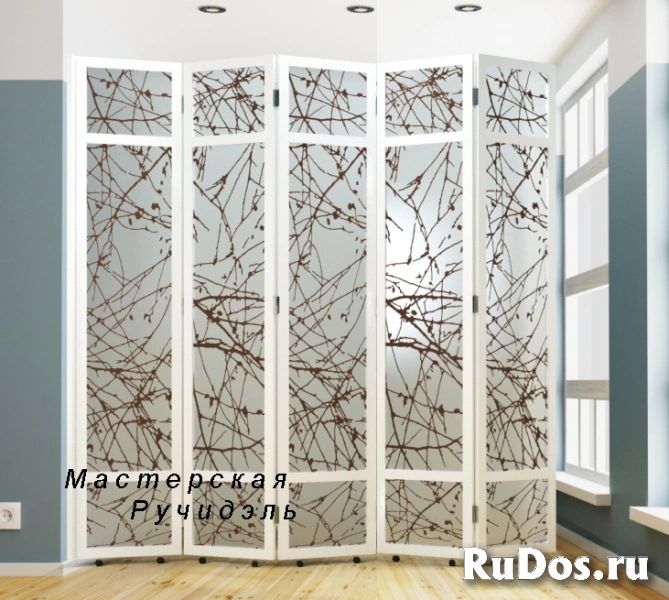 Высокая ширма, перегородка складная изображение 5