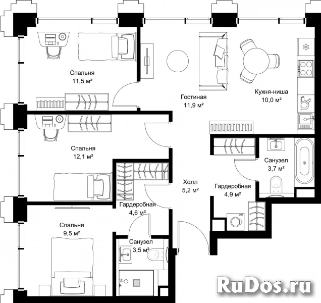 Продам 3 комнатную квартиру 76.7 м2 фотка