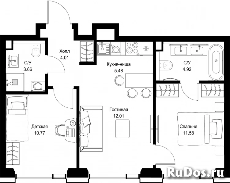 Продам 2 комнатную квартиру 52.43 м2 фотка