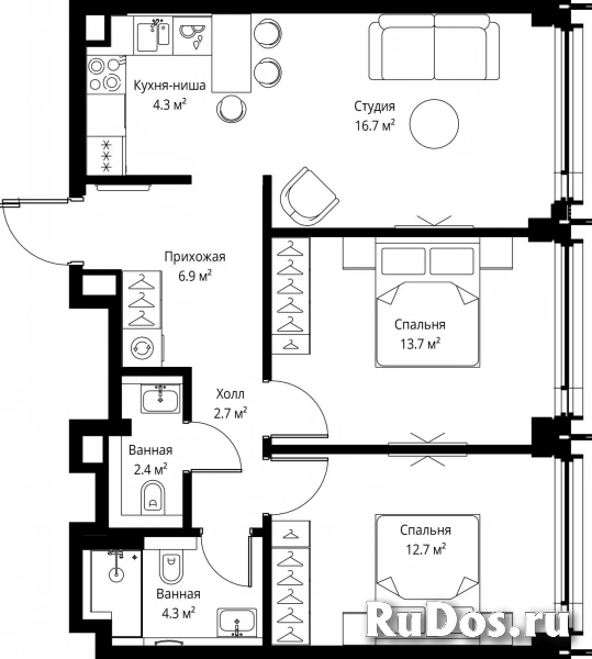 Продам 2 комнатную квартиру 63.7 м2 фотка