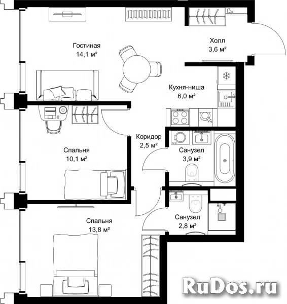 Продам 2 комнатную квартиру 56.8 м2 фотка