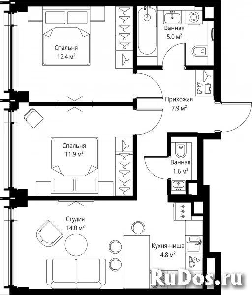 Продам 2 комнатную квартиру 57.6 м2 фотка