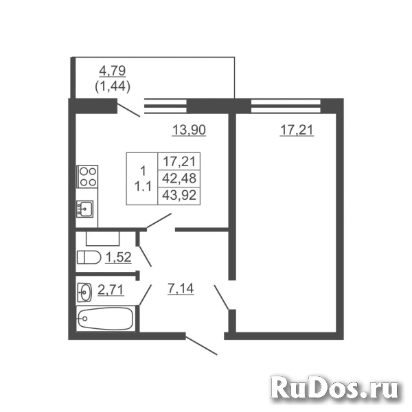 Продам 1 комнатную квартиру 43 м2 фото