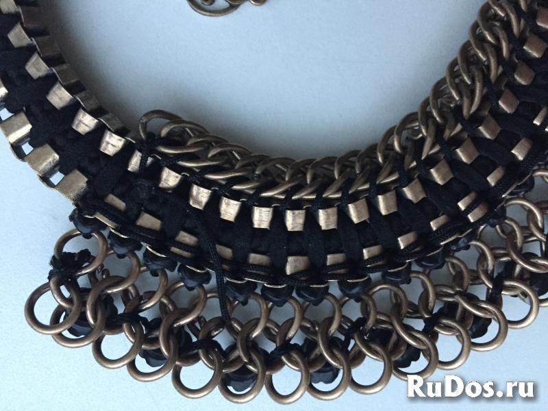 Колье бижутерия стразы Сваровски замша металл бронза украшение ак изображение 5