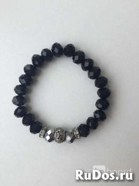 Браслет бижутерия черный бусины стразы Сваровски Swarovski украше изображение 4