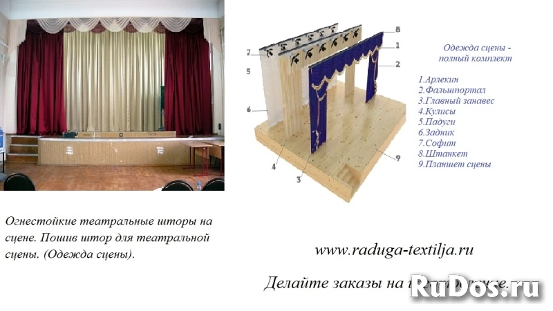 Огнестойкие театральные шторы на сцене. изображение 4