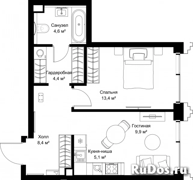 Продам 1 комнатную квартиру 45.8 м2 фотка