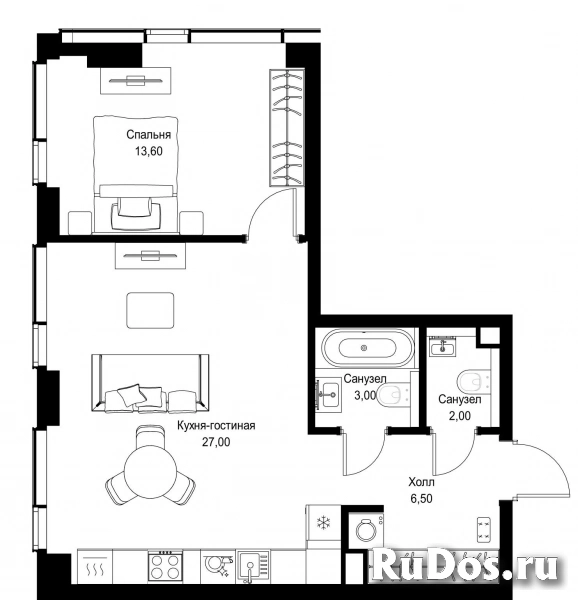 Продам 1 комнатную квартиру 52.1 м2 фотка