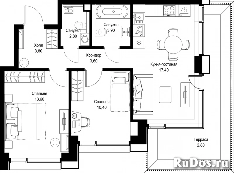 Продам 2 комнатную квартиру 58.3 м2 фотка