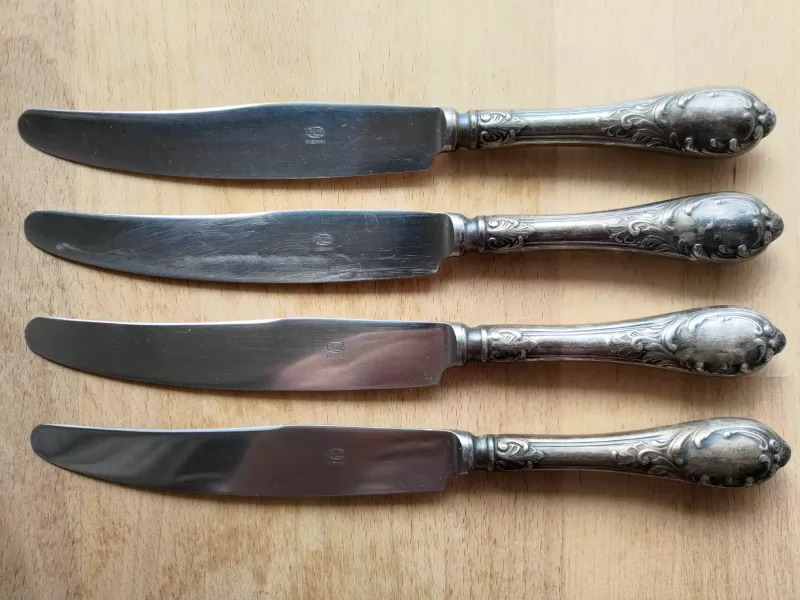 Ножи столовые СССР мельхиор МНЦ 15-20, ЗiШ, ЗиШ изображение 4