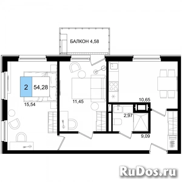 Продам 2 комнатную квартиру 54 м2 фото
