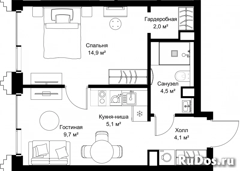 Продам 1 комнатную квартиру 40.3 м2 фотка