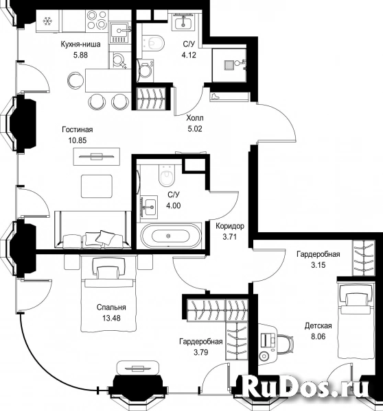 Продам 2 комнатную квартиру 62.24 м2 фотка
