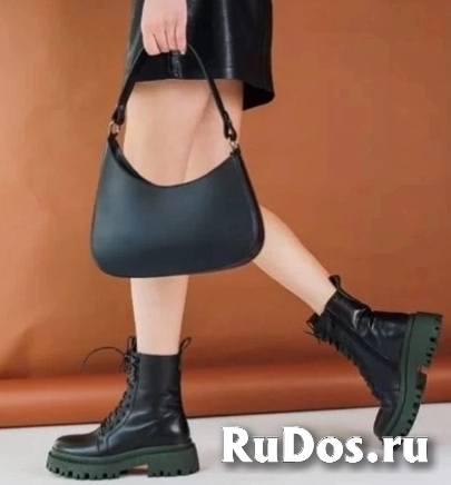 Зелёные ботинки из кожи изображение 5
