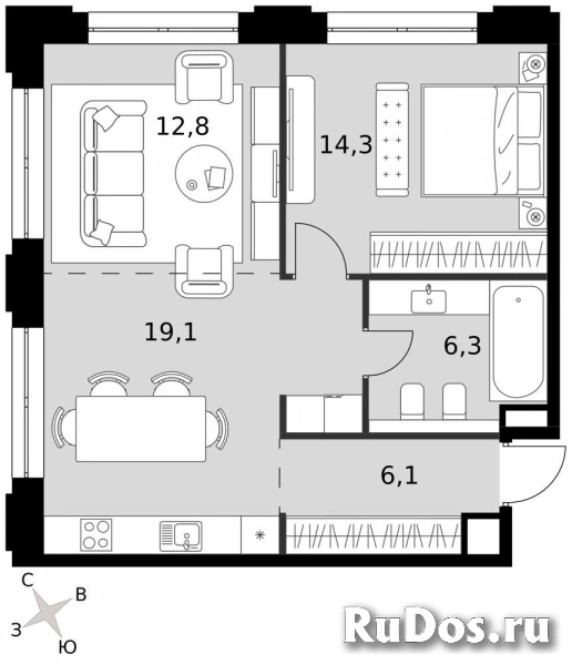 Продам 2 комнатную квартиру 58.6 м2 фотка