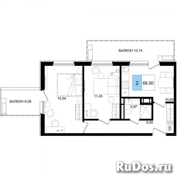 Продам 2 комнатную квартиру 66 м2 фото