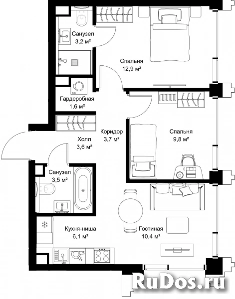 Продам 2 комнатную квартиру 54.8 м2 фотка