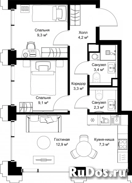 Продам 2 комнатную квартиру 51.8 м2 фотка